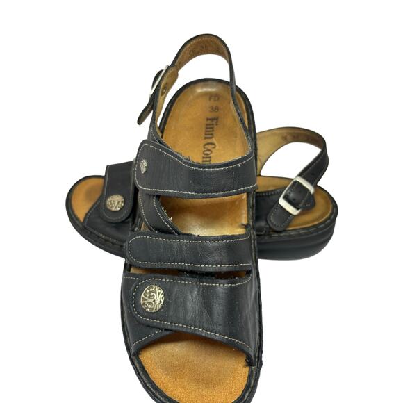 FINN COMFORT Women's Black slingback 2 Strap Sandal EU 38 US 7.5 Pre-Owned - Picture 2 of 5